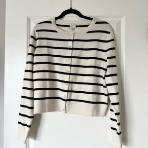 Women’s Cozy Knit Cardigan Striped B&W